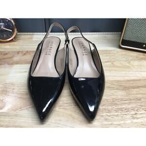 Journee Collection Heels Womens 6.5 Wide Black Pointed Toe Slingback Kitten Heel